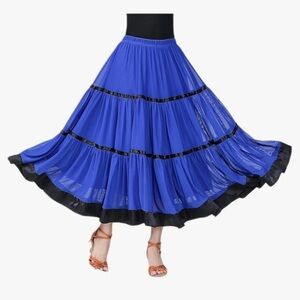 Elegant Skirt Flamenco Waltz Standard Ballroom Dance Fancy Training Skirt NWOT